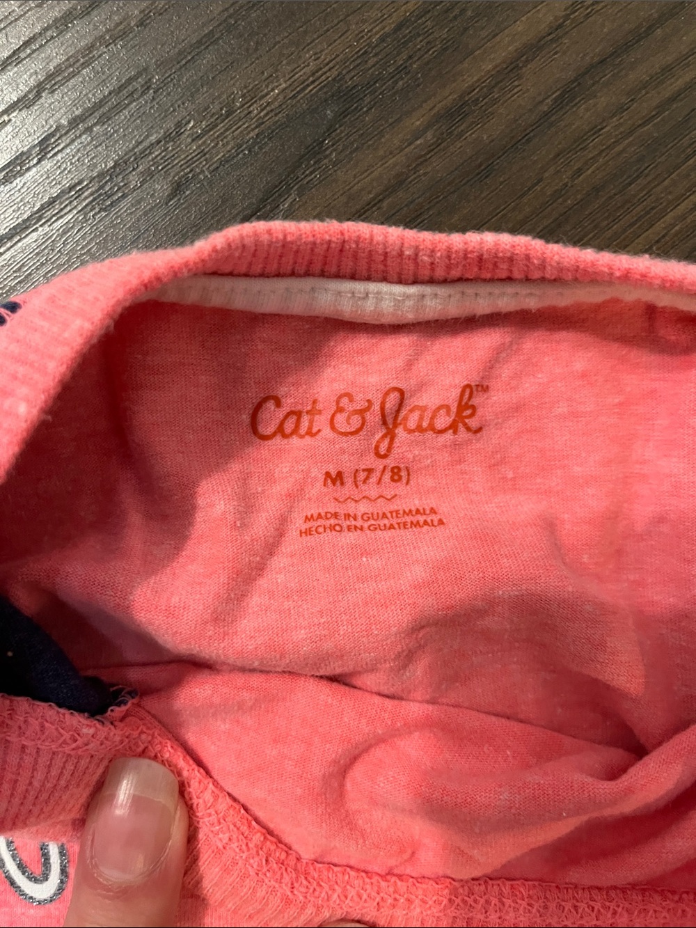 Cat & Jack Coral and Navy Raglan Tee with Positive Prints - Picture 2 of 6